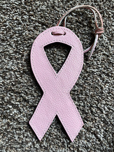 Large Pink leather breast cancer ribbon