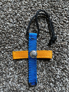 Saddle Cross with Concho, Blue & Gold