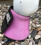 Abetta Pro No Turn Bell Boots Pink on a horse