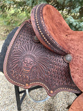 New 15 inch JB Heritage Barrel Saddle with copper dots and burst conchos