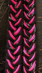 Martha Josey Super Knot Barrel Racing Rein Black Metallic/Hot Pink