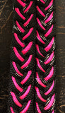 Martha Josey Super Knot Barrel Racing Rein Black Metallic/Hot Pink