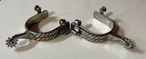 Mens Abetta Double Twist Roping Spurs Stainless Steel with Stainless Rowels