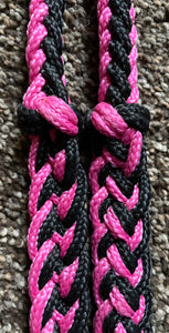Tough 1 Knotted Rein with Triggerbull Snap, Pink and Black, 54-915-111