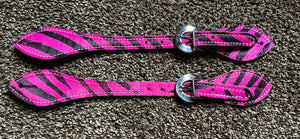 Tough 1 Hair on Spur Straps Hot Pink Zebra