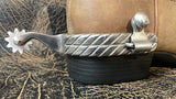 Mens Abetta Double Twist Roping Spurs Stainless Steel with Stainless Rowels