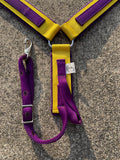 Horse Nylon Breast Collar, Purple and Golden Yellow
