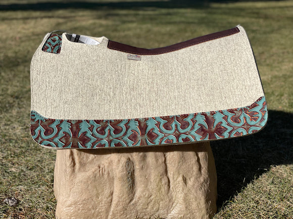 5 Star Saddle Pad Natural 7/8 inch Sky Copper Laredo wear leathers 30x28