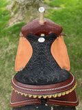 15.5 inch - SOLD - Billy Cook Barrel Saddle with Rear Flank Cinch, hot oil, stainless dots, 1530
