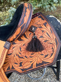 15 inch JB Heritage Saddle, tassels, copper square conchos 4728