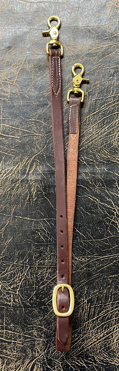 Hot Oil Leather Tie Down Strap 5/8 inch wide with Brass Hardware
