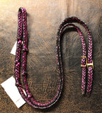 Martha Josey Super Knot Barrel Racing Rein Black Metallic/Hot Pink