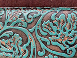 5 Star Saddle Pad Dark Chocolate 7/8 inch Turquoise Brown Cowboy Tooled FL 30x30
