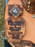 16 inch Pro Rider Saddle, brushed leather, buckstitch border, 4890-7MGT