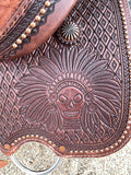 New 15 inch JB Heritage Barrel Saddle with copper dots and burst conchos