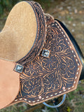 16 inch Pro Rider Saddle, brushed leather, buckstitch border, 4890-7MGT