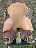 16 inch Pro Rider Saddle, brushed leather, buckstitch border, 4890-7MGT