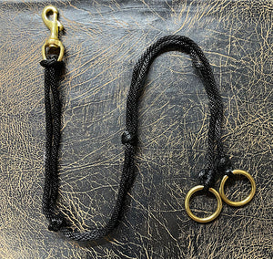 Black poly rope standing martingale with brass hardware