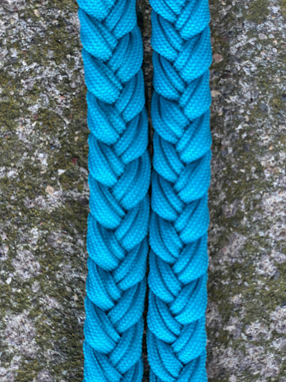 Dark Leather Reins with Latigo Lacing - Turquoise – Sandbur Tack