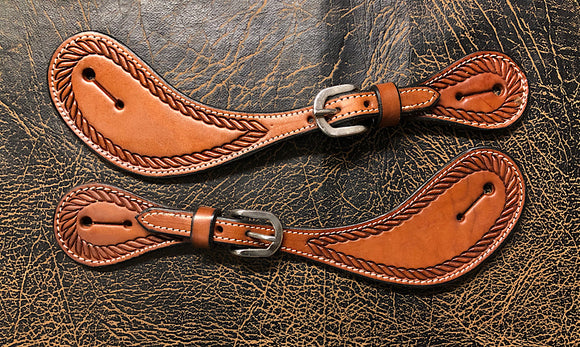 Schutz Brothers Rope Tooled Shaped Spur Straps