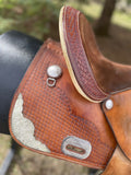Used, 14.5 inch Circle P saddle. Nice barrel starter, trail or husband saddle