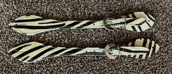 Tough 1 Hair on Spur Straps Lime Green Zebra