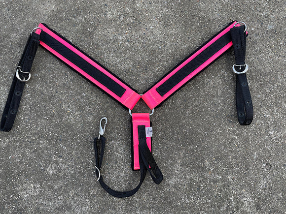 Pony Nylon Breast Collar, Hot Pink and Black