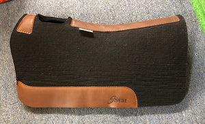 5 Star Saddle Pad Black 7/8 inch Brown wear leathers 30x28
