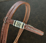 Professionals Choice Light Oil Browband Headstall with Rawhide and Dots, 4874