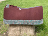 5 Star Saddle Pad Dark Chocolate 7/8 inch Turquoise Brown Cowboy Tooled FL 30x30