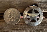 Texas Ranger Star 1-1/4" Antique Silver Western Engraved Concho