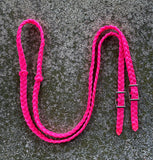 Braided Adjustable Single Knot Pony Rein, Hot Pink