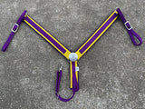 Horse Nylon Breast Collar with Center Concho, Purple and Golden Yellow