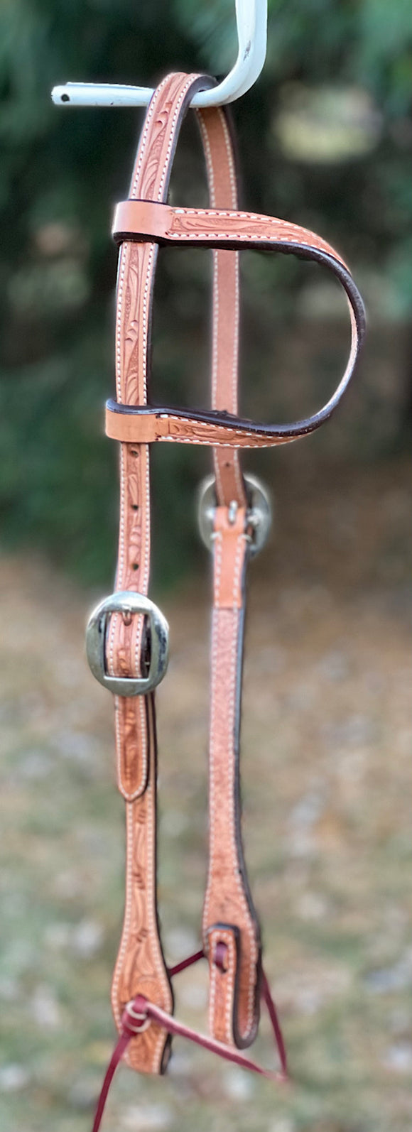 Professionals Choice Single Ear Headstall with Natural Vine Tooling 3P1027-N