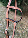 Professionals Choice Single Ear Headstall with Natural Vine Tooling 3P1027-N
