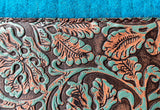 5 Star Saddle Pad Turquoise 7/8 inch Turquoise Brown Cowboy Tooled Wear Leathers30x30