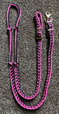 Tough 1 Knotted Rein with Triggerbull Snap, Pink and Black, 54-915-111