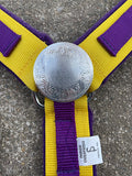 Horse Nylon Breast Collar with Center Concho, Purple and Golden Yellow