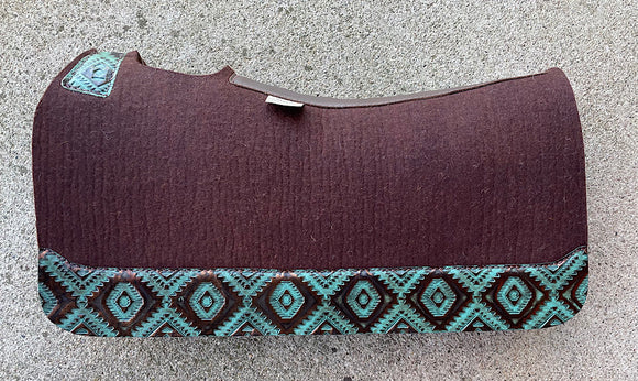 5 Star Saddle Pad dark chocolate 7/8 inch turquoise copper aztec wear leathers