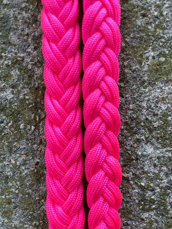 Braided Adjustable Single Knot Pony Rein, Hot Pink