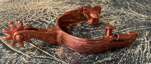 Ladies Abetta Colored Steel Engraved Spurs Red