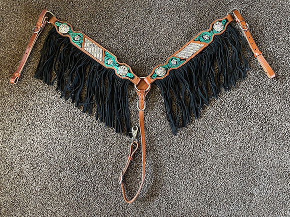 Silver Royal Ashton Breastcollar with Fringe 45-7886F-33