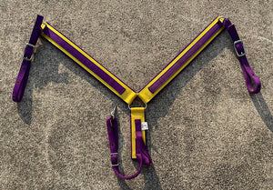 Horse Nylon Breast Collar, Purple and Golden Yellow
