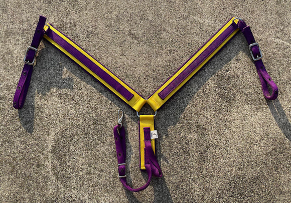 Horse Nylon Breast Collar, Purple and Golden Yellow
