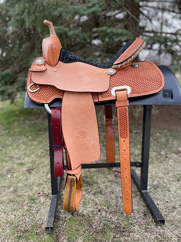 15 inch Billy Cook Barrel Saddle 1521 with Rear Flank Cinch