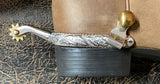 Mens Roping Spurs Engraved Stainless Steel with Brass Rowels