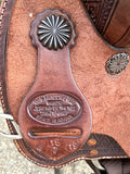 New 15 inch JB Heritage Barrel Saddle with copper dots and burst conchos