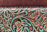 5 Star Saddle Pad Turquoise Brown Cowboy Tooled wear leathers