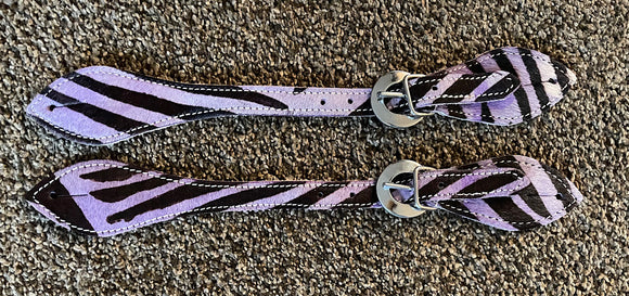 Tough 1 Hair on Spur Straps Purple Zebra