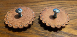 Barrel racer concho on leather rosette
